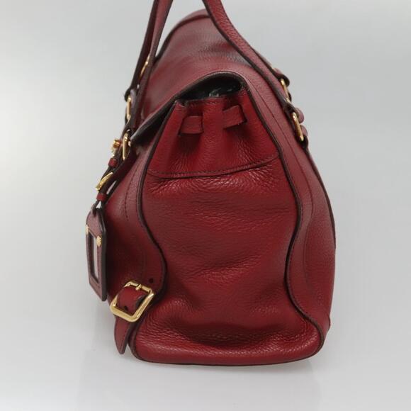 PRADA Tote Bag Leather Red Gold - Picture 5 of 12